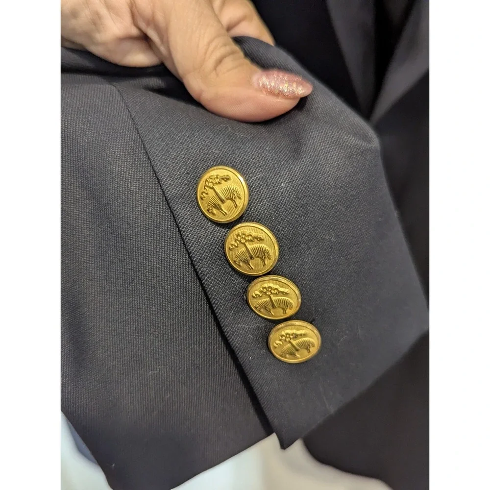 Preppy 1818 Wool Navy Blazer Gold Buttons Brooks Brothers 44R Made in Mexico